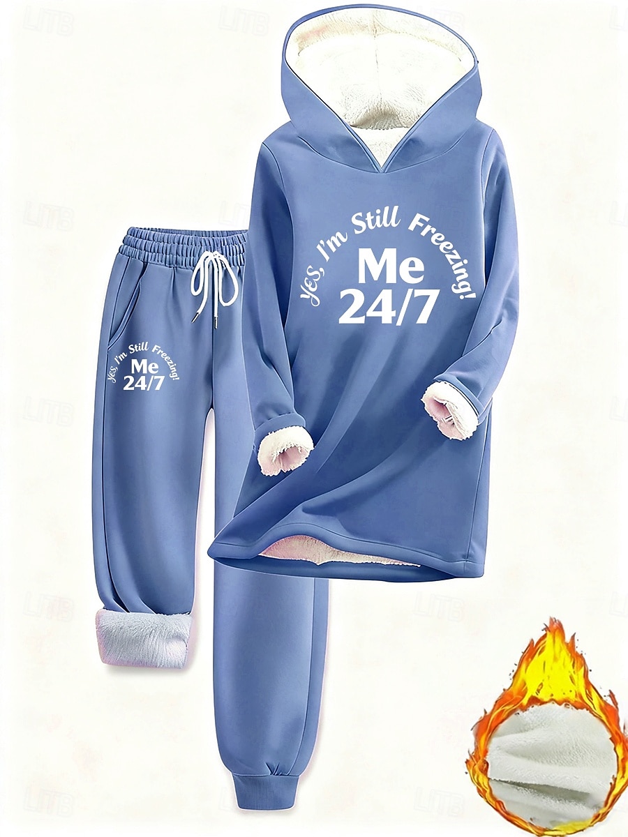 Dames Tweedelige sets Trainingspak Broeken Sets Lange mouw Capuchon Grafisch Brief Trekkoord Afdrukken Dagelijks Stijlvol Casual Dagelijks blauw Zwart Blozend Roze Herfst Normale pasvorm 2026 - $57.99 –P5