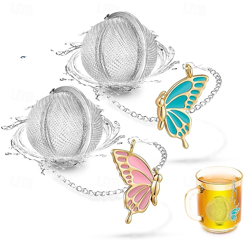 2 bolas de té para té a granel con colgante de mariposa 3D. Infusor de té de malla de acero inoxidable. 2026 - $11.99 –P1