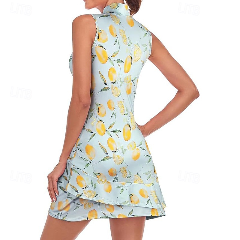 Damskie Graficzny Solidne kolory Sukienka do tenisa Sukienka sportowa Odprowadza wilgoć Oddychający Bransoletka tenisowa Obuwie sportowe Bieganie Kołnierz zapinany na zamek Sukienka Czarny Biały 2026 - $26.99 –P19