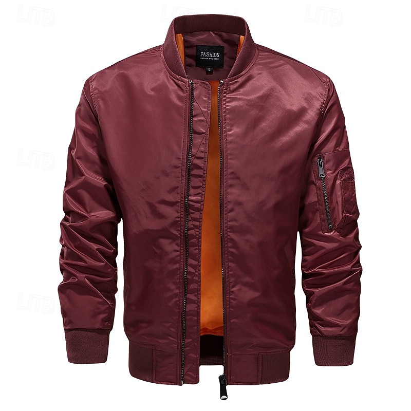 Herr Lättviktsjacka Bomberjacka Vardaglig jacka Utomhus Semester Ficka Vår Höst Slät Streetwear Stylish Kinakrage Normal Svart Gul Vinröd Armégrön Mörkblå Jacka 2026 - $45.99 –P12