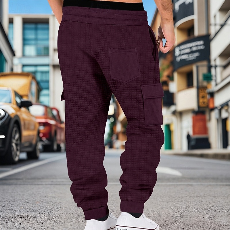 Bărbați Pantaloni de sport cargo Pantaloni Sport Joggeri Pantaloni Pantaloni Waffle Cordon Buzunar Talie elastică Simplu Confort Απαλό Zilnic În aer liber Concediu Vacanță Modă Negru Verde Militar 2026 - $25.99 –P16