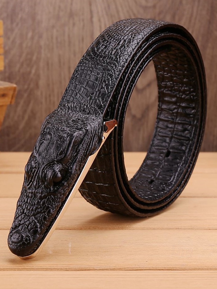 Pánský opasek z pravé kůže s krokodýlí texturou, více barev, stylový a odolný pro běžné i formální příležitosti 2026 - $24.99 –P9