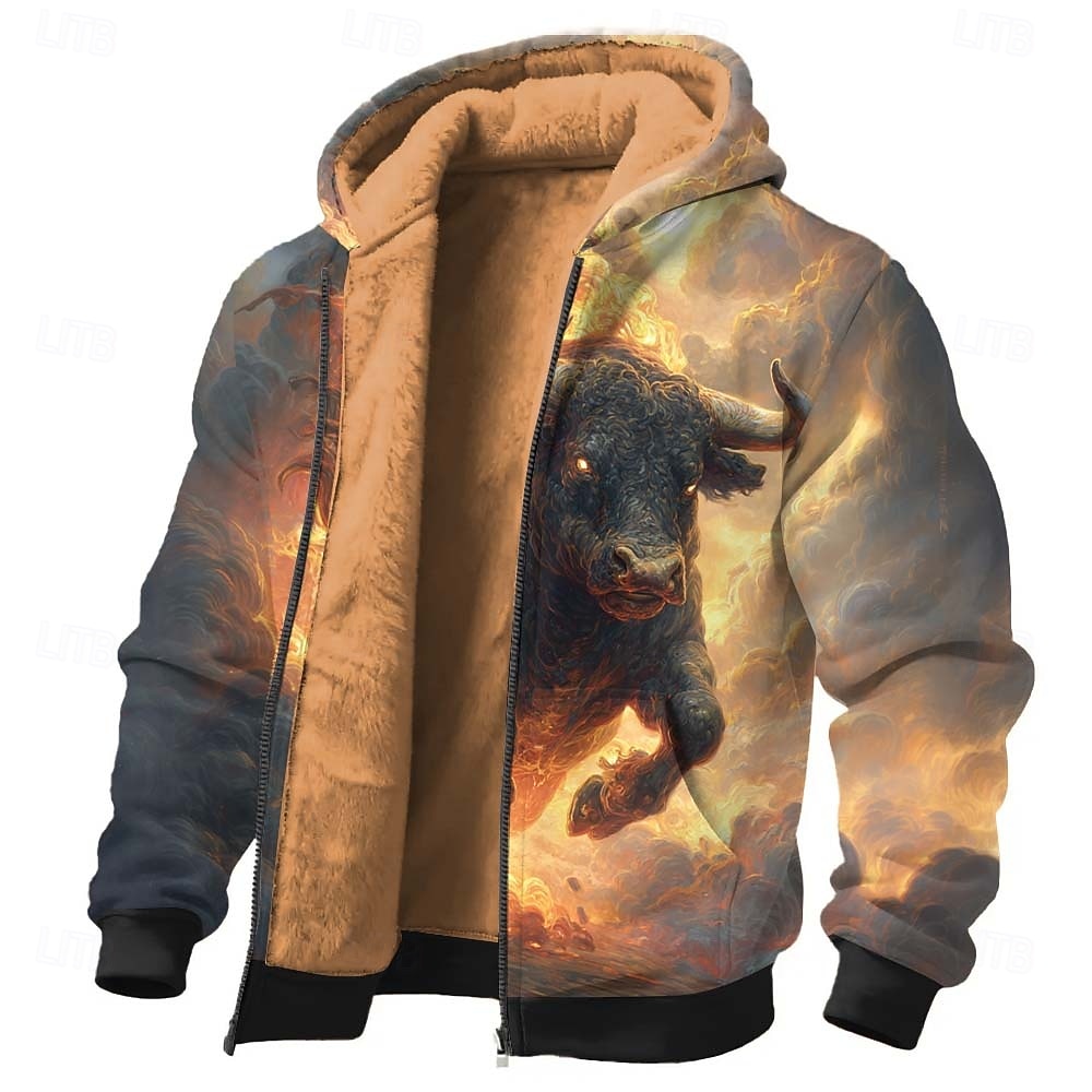 Miesten Dinosaurus 3D-tulostus Fleece Huppari Takki College Klassinen Fantasia Tiukka pyöreä kaula-aukko ulko- Retkeily Musta Sininen Sulkea jnk vetoketju Syksy Talvi Suunnittelija S M L XL 2XL 3XL 2026 - $41.99 –P2