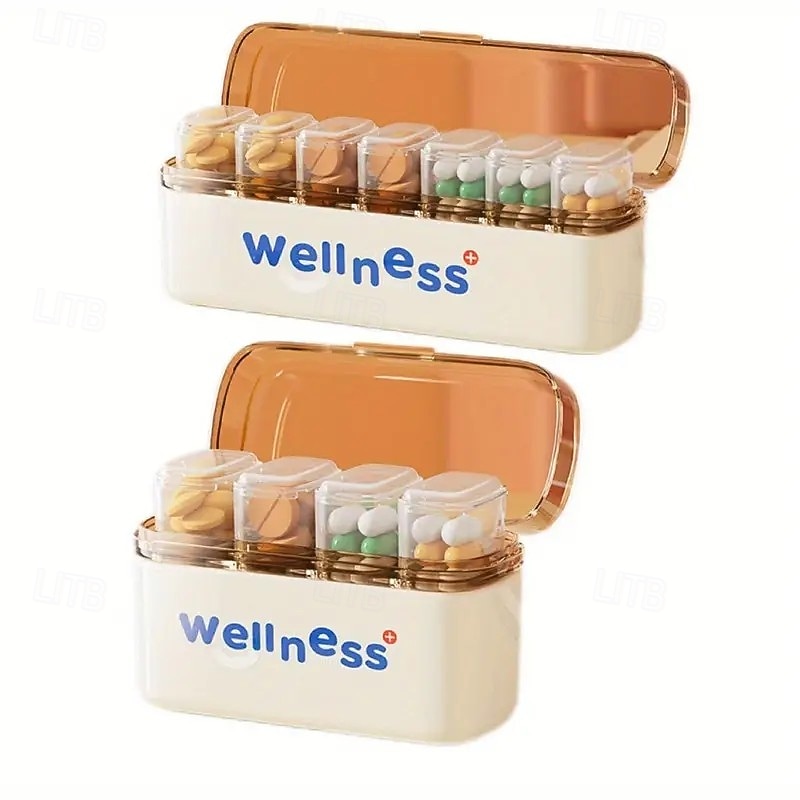 2 pastilleros portátiles con recordatorio de medicación diaria – mini frascos de medicamentos de viaje, 7 días, 3 compartimentos, impermeables &organizador a prueba de humedad 2026 - $17.49 –P7