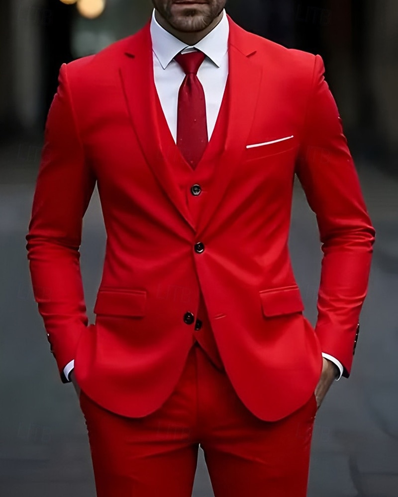 Ανδρικά Σακάκι+Γιλέκο+Παντελόνι Μπλέιζερ Στολές Επιχείρηση Κοκτέιλ Πάρτι Γαμήλιο Πάρτι 3 Κομμάτια Μοντέρνα Καθημερινό Άνοιξη Φθινόπωρο Πολυεστέρας Σκέτο Τσέπη Κουμπιά Άνετο Σταυρωτό Χρωματιστή ζακέτα 2026 - $106.99 –P8