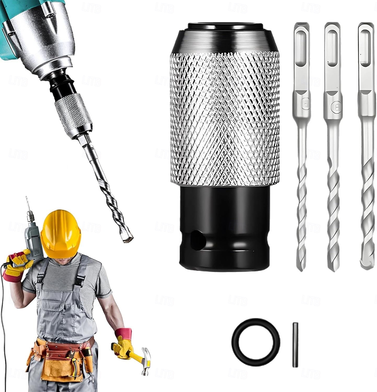 set di utensili adattatori per martello perforatore portatile con 2/3/4 punte per trapano a percussione - testa di conversione per chiave elettrica, anticorrosione &antiruggine, ideale per progetti di del 2026 a $15.99 –P3