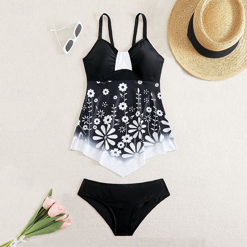 Per donna Costumi da bagno Due pezzi Birichino Costume da bagno Senza schiena Vacanza Vintage Floreale Grafico Scollo a V Senza Maniche Costumi da bagno del 2026 a $28.99 –P6