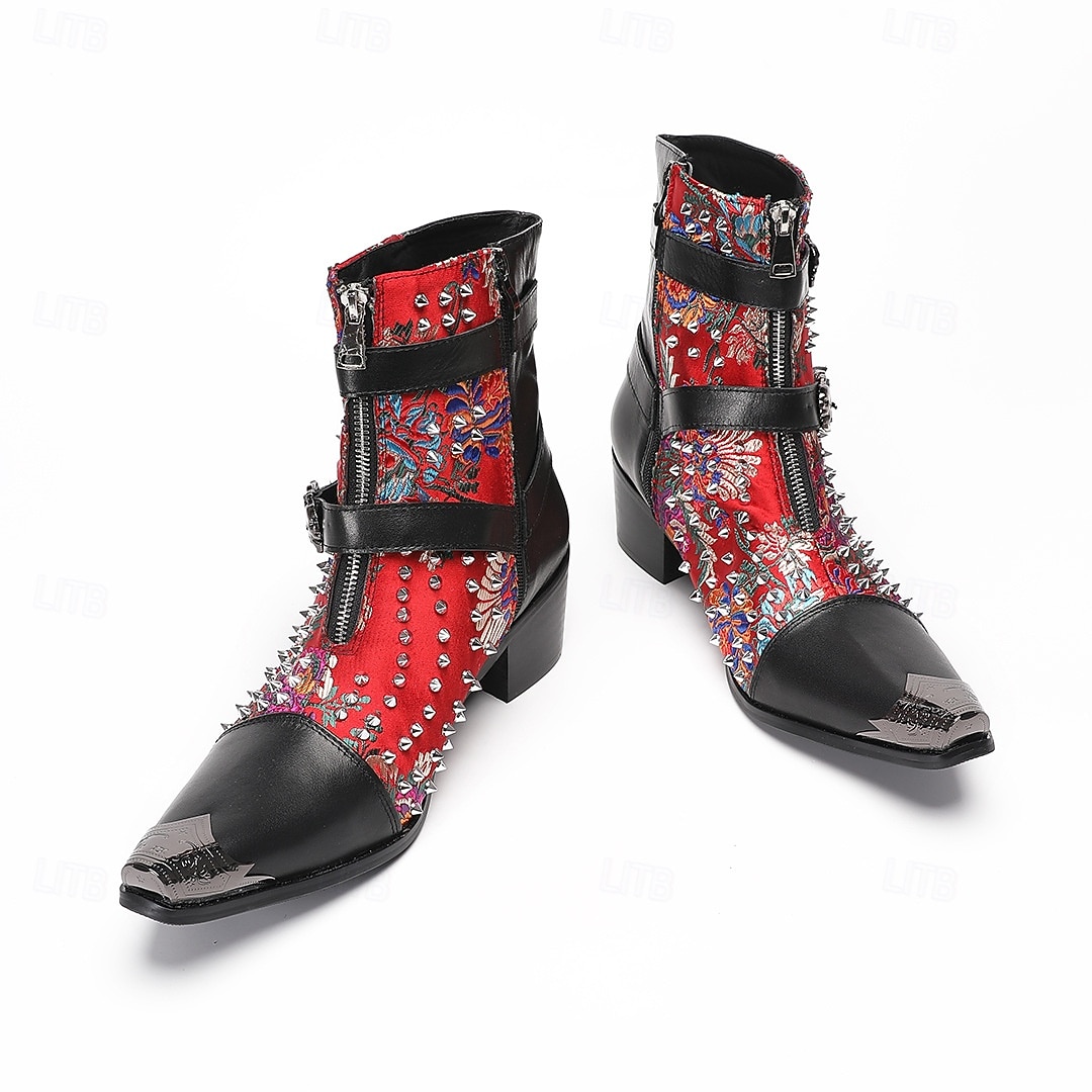 Miesten punamustat nastakengät – rock-henkinen muotoilu, mukavat ja kestävät, sopivat erinomaisesti rentoon arkeen, katutyyliin ja tapahtumiin 2025 - $179.99 –P7