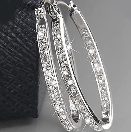 Brincos de argola elegantes com cristais transparentes brilhantes – brincos pendentes em aço inoxidável banhado a ouro e prata. de 2026 por $7.99 –P1