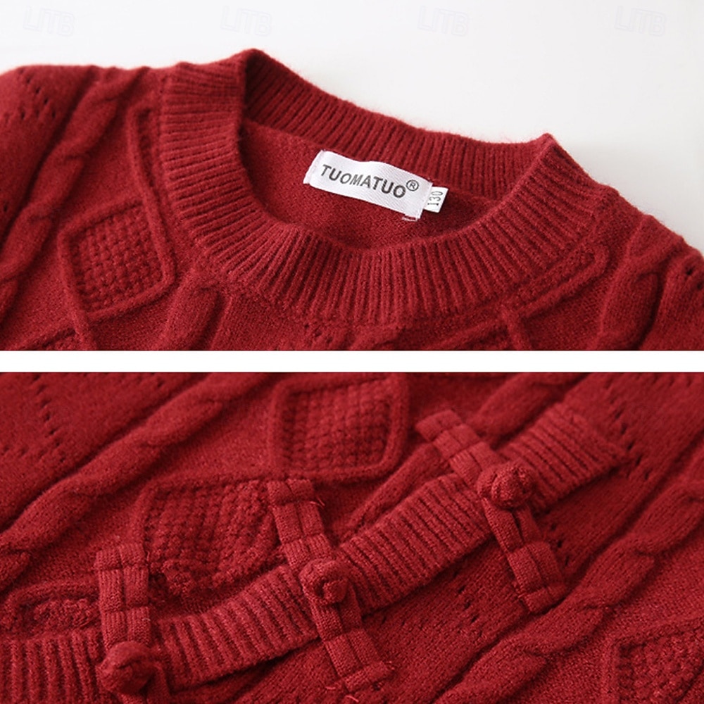 Herren Weihnachtspullover Pullover Pullover mit Zopfmuster Strickpullover Gerippt Stricken Normale Oberteile Gestrickt Einfach Rundhalsausschnitt Vintage Mode Weihnachten Urlaub Bekleidung Herbst 2026 - $47.99 –P3