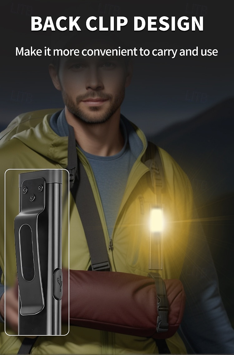 Rechargeable COB Work Light, Super Bright Magnetic LED Flashlight with Pocket Clip, USB-C, 5 Modes with Red & Blue Strobe - Slim Inspection Light for Car Repair, Camping, and Emergency 2025 - $17.99 –P8