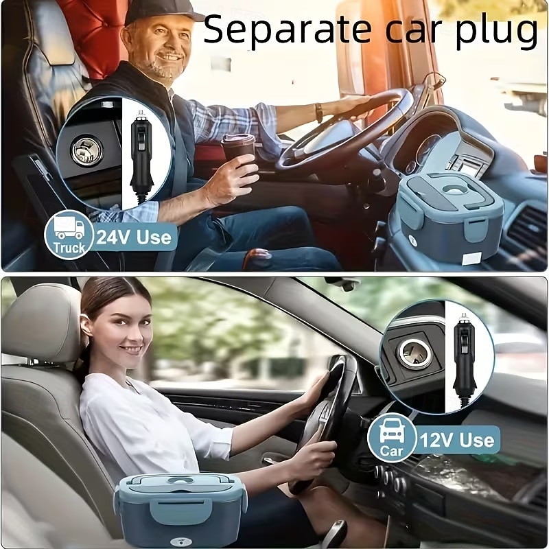 sähköinen lounasrasialämmitin, 3 yhdessä erittäin nopeasti lämmitettävät lounasrasiat, kannettava kaksilokeroinen auto- ja kotikäyttöön, 110v-240v/12v/24v virtalähde, lämmityseristys, 2026 - $42.99 –P11