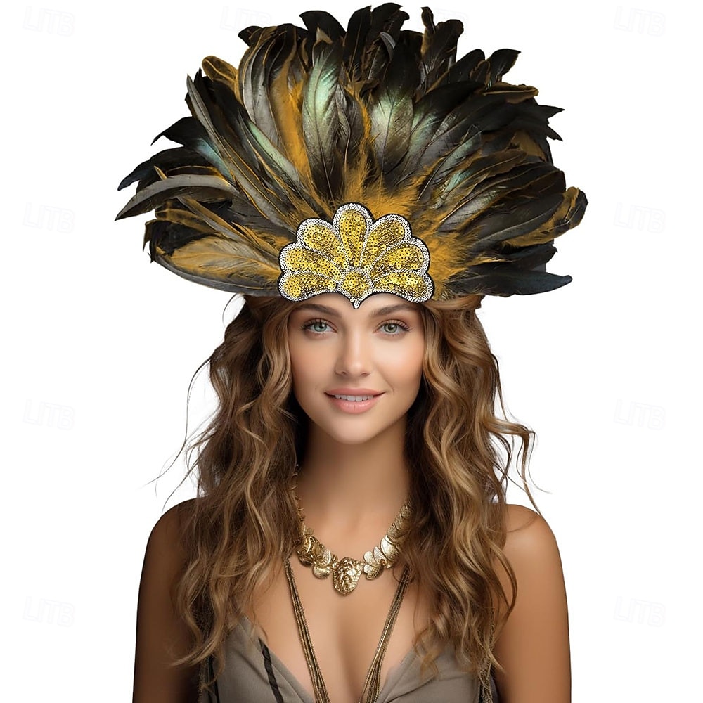 Καραβάλι 2026 Ρίο Καρναβάλι Σαμπού Αξεσουάρ Φτέρωμα Πράσινου Φτάρτη Κεφαλής για Γυναίκες - Φούστα με Ρίνους Κοστούμι Χορευτή Καρναβαλιού - Μαρντί Γκρας Αξεσουάρ Βραζιλίας Κόστος Παρουσίας Φεστιβάλ 2026 - $19.49 –P1