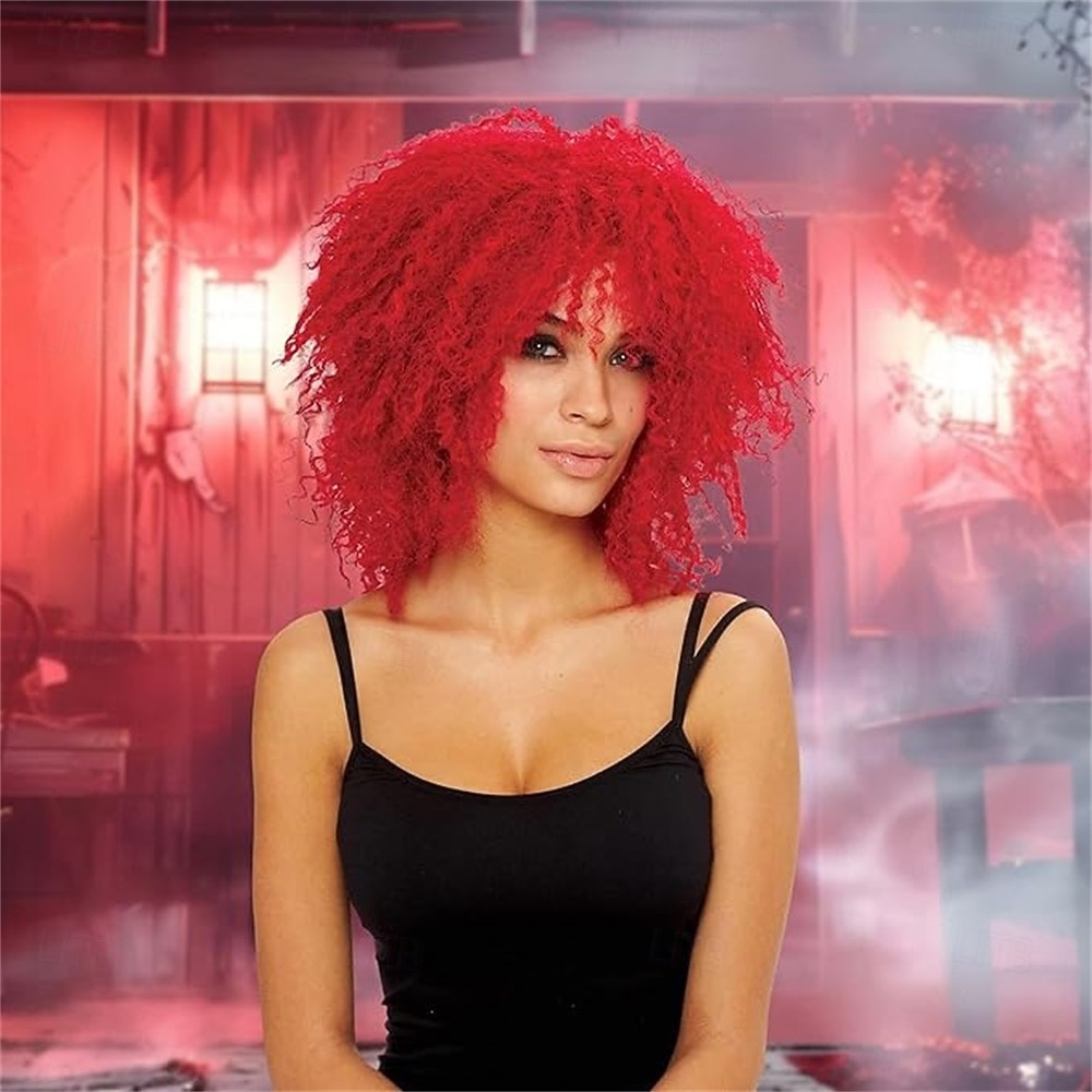 פאת קרנבל 2026 אדום מתולתל קצר פאה סינתטית לפסטיבל מרדי גרא מִצעָד שיער לתחפושת קוספליי ל נשים 2026 - $21.99 –P3