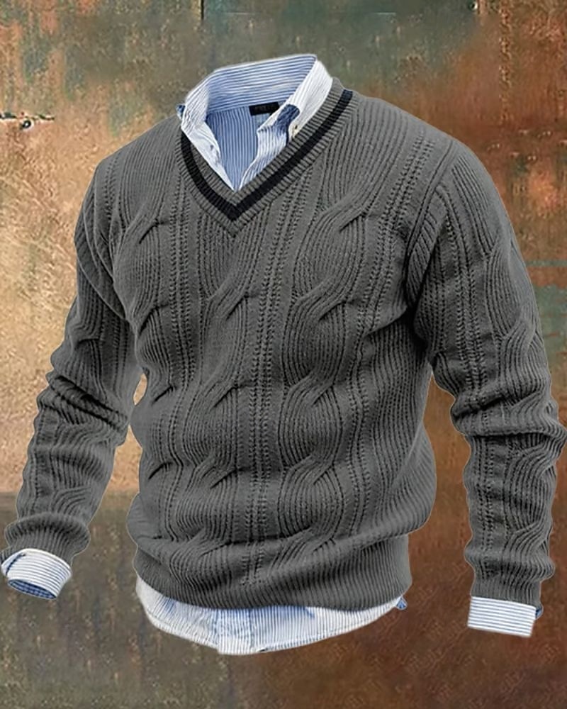 Homens Suéter Pulôver suéter Suéter de malha Estriado Tricotar Tops regulares Tricotado Côr Sólida Decote V Moda Roupa de rua Casual Roupa Diária Roupa Outono Inverno Preto Branco M L XL de 2026 por $37.99 –P2