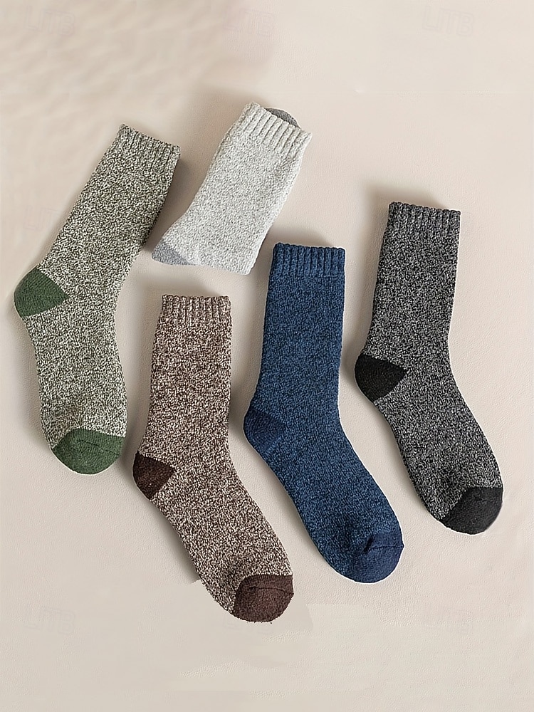 Pánské bavlněné termo ponožky - měkké, teplé, 5 párů, ideální na zimu, outdoorové aktivity a jako vánoční dárek 2026 - $14.99 –P7