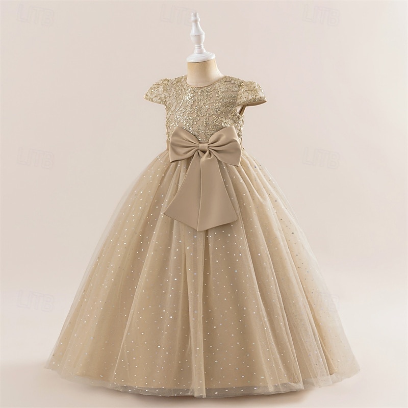 Enfants Fille Robe Robe de Soirée Couleur Unie Sans manches Formel Performance Occasion Spéciale Noeud de cravate Mode Quotidien Princesse Polyester Maxi Robe de Soirée Robe évasée Robe en Tulle Ét de 2026 ? $45.99 –P5