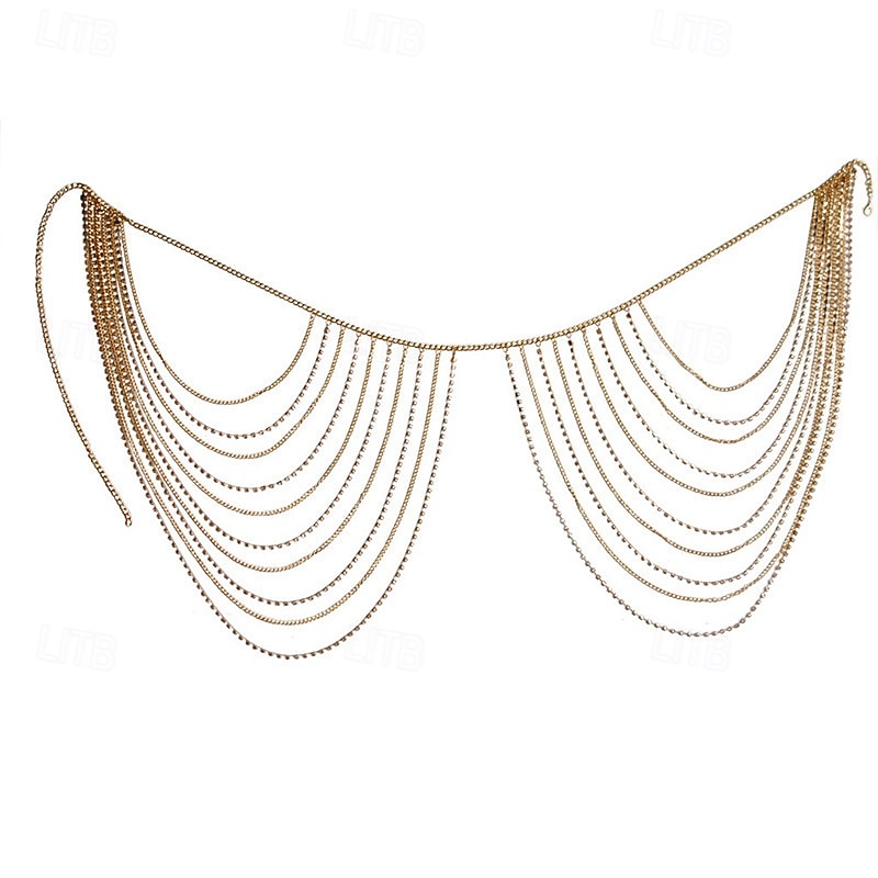 חגורת שרשרת רב שכבתית מוזהבת לנשים - אביזר שרשרת מותניים נוטף סקסי למסיבות ראש השנה, תלבושות למועדוני לילה &נשפי מסכות 2026 - $24.99 –P1