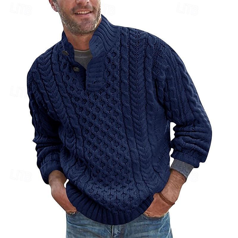 Hombre Pulóveres Suéter de punto Estriado Cable Tejer Tops regulares De Punto Ajustado Plano Escote Chino Prendas de punto Moderno Casual Ropa Cotidiana Ropa Otoño invierno Negro Blanco M L XL 2026 - $39.99 –P2
