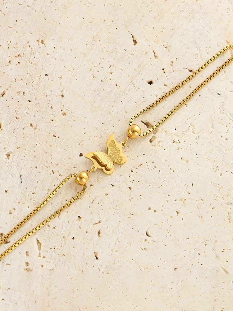 Pulseira de tornozelo feminina em aço inoxidável com estampa de borboleta – disponível em dourado e prateado, design elegante em corrente com detalhes em formato de coração, perfeita para ocasiões casuais e noturnas. de 2026 por $9.99 –P5