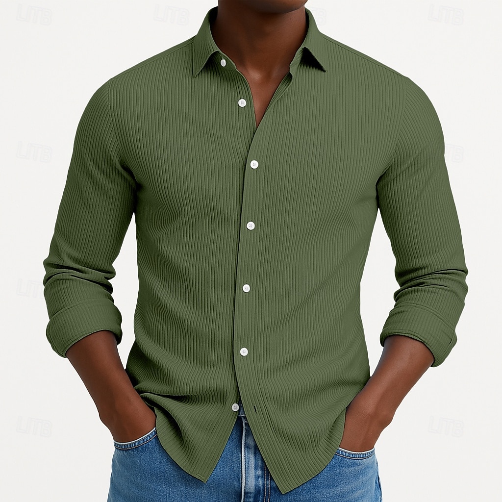 Homme Chemise Chemise en velours côtelé Chemise Boutonnée bleu marine manche longue Uni Col Rabattu Occasionnel Quotidien Boutonné Vêtement Tenue Coton Mode Streetwear Classique Occasionnel de 2026 ? $25.99 –P8