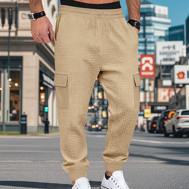 Bărbați Pantaloni de sport cargo Pantaloni Sport Joggeri Pantaloni Pantaloni Waffle Cordon Buzunar Talie elastică Simplu Confort Απαλό Zilnic În aer liber Concediu Vacanță Modă Negru Verde Militar 2026 - $25.99 –P20