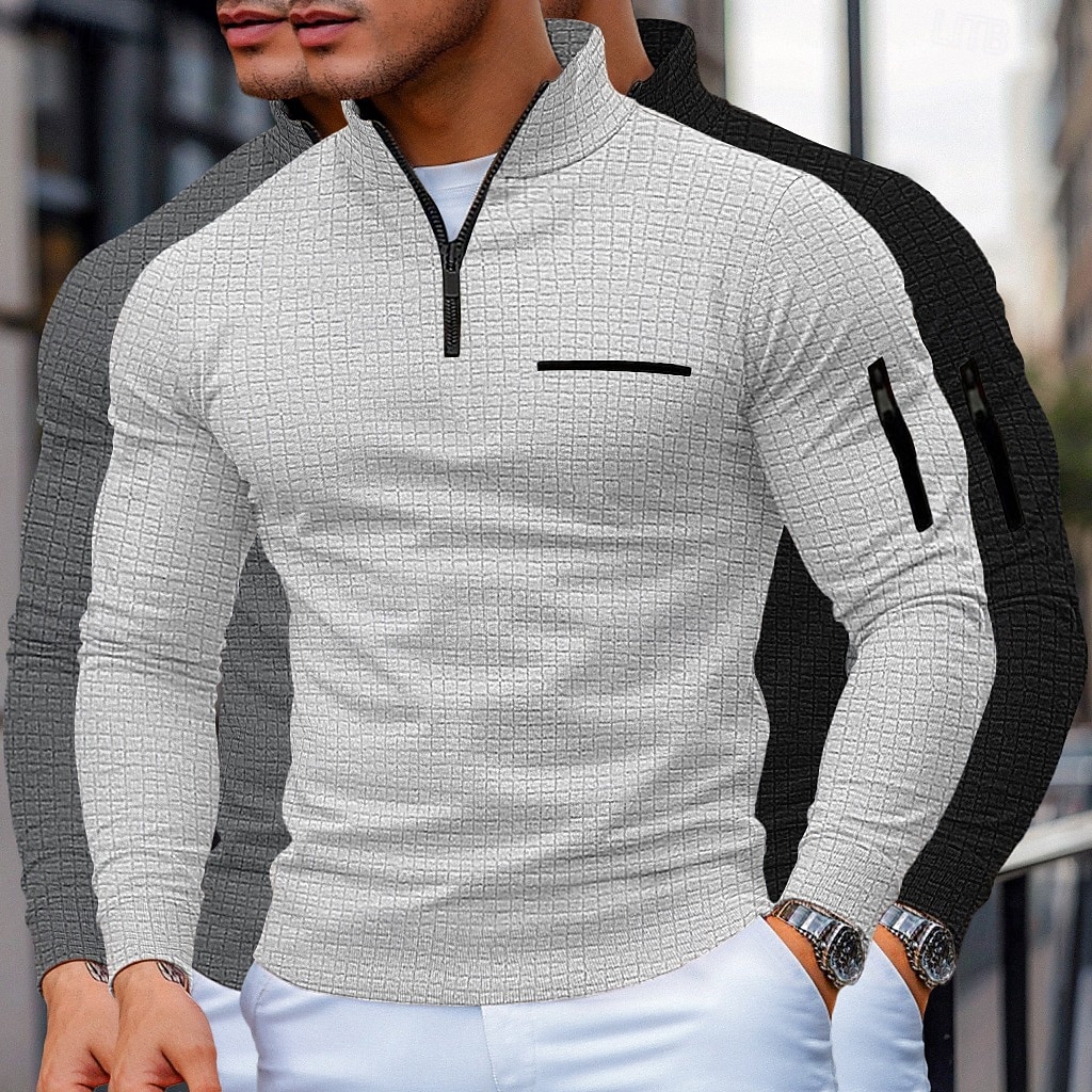 Ανδρικά Βάφλα Πόλο Μπλουζάκια Pullover Αθλήματα & Ύπαιθρος Causal Ζιβάγκο Τρίμηνο φερμουάρ Μακρυμάνικο Μοντέρνα Άνετο Συνδυασμός Χρωμάτων Με Υφή 3 τεμάχια 2026 - $53.99 –P4