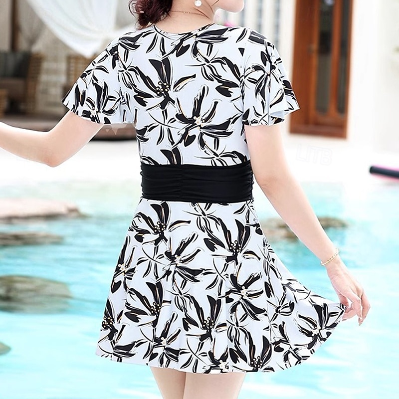 Dam Rash-guards Baddräkt Badkläder Badkläder Vit Mörkblå UV-skydd Magkontroll Surfing Strand Semester Sommar 2025 - $34.99 –P8