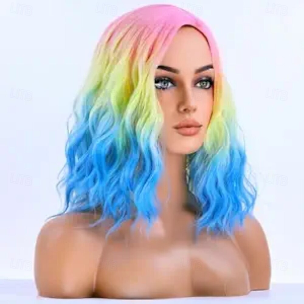 Peruca de Carnaval 2026 Rosa Azul Roxo Encaracolado Ondulado Curto Peruca sintética para festivais Mardi Gras Parada Cabelo para fantasia de cosplay para Feminino de 2026 por $21.99 –P1