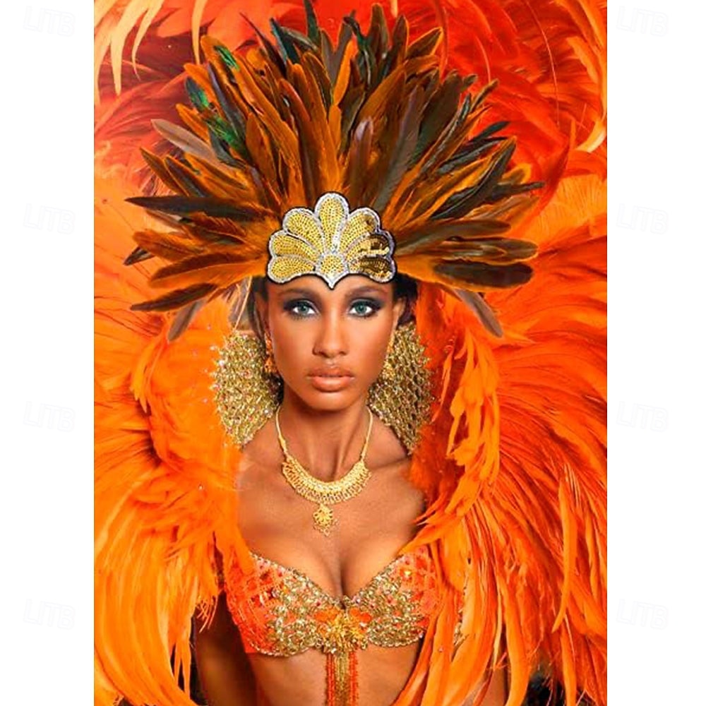 Carnaval 2026 Rio Carnaval Samba Accessoires Bruin Oranje Veer Hoofdband voor Dames - Gouden Pailletten Showgirl Hoofddeksel - Mardi Gras Accessoire Brazilië Festival Prestatie Kostuum 2026 - $16.99 –P3