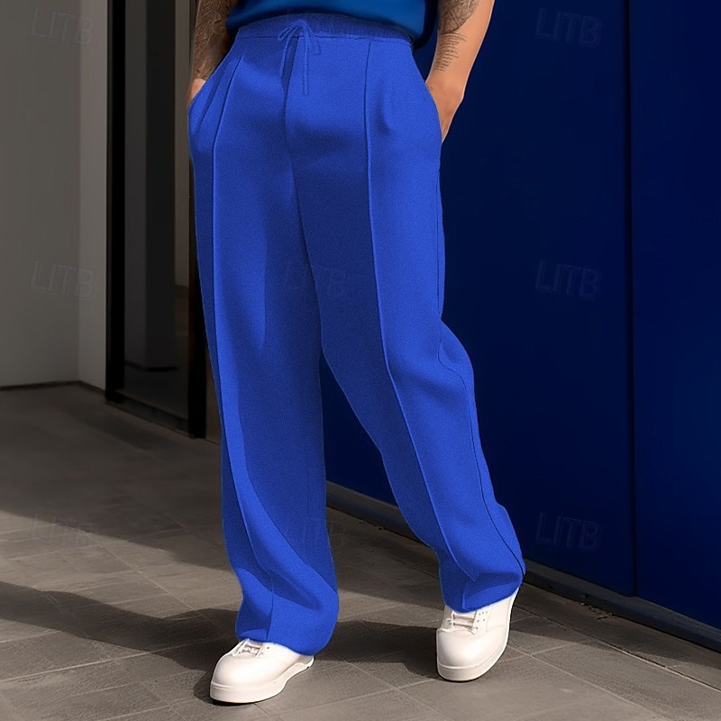 Men's Sweatpants Trousers Straight Leg Sweatpants Drawstring Pocket Elastic Waist Plain Comfort Sports Outdoor Daily Fashion Casual Blue Black Micro-elastic 2026 - $20.99 –P5