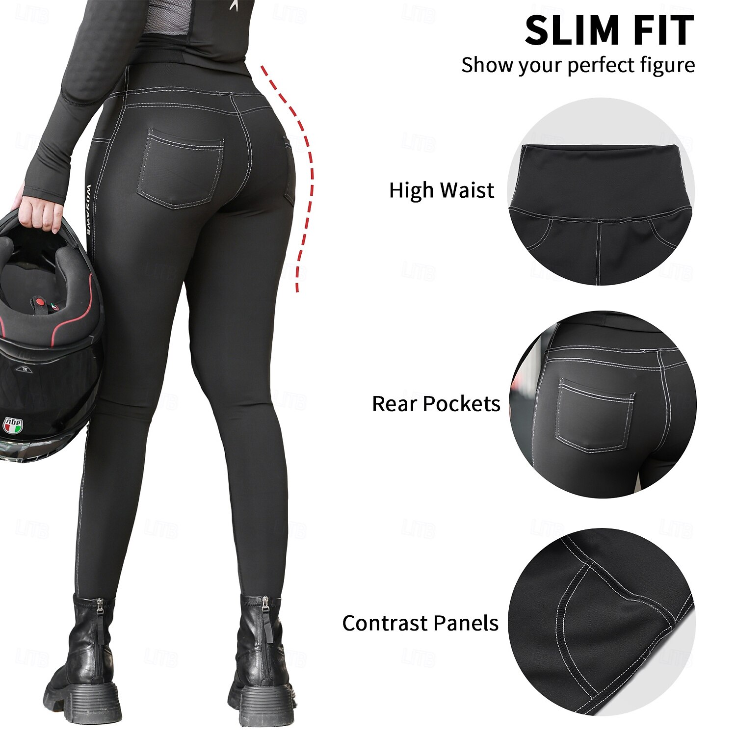 WOSAWE Spring/Summer Knight Pants Women's High Waist Hip Lifting Pants Motorcycle Yoga Sports Detachable CE Protective Riding Pants MD127/ME322 2026 - $70.99 –P19
