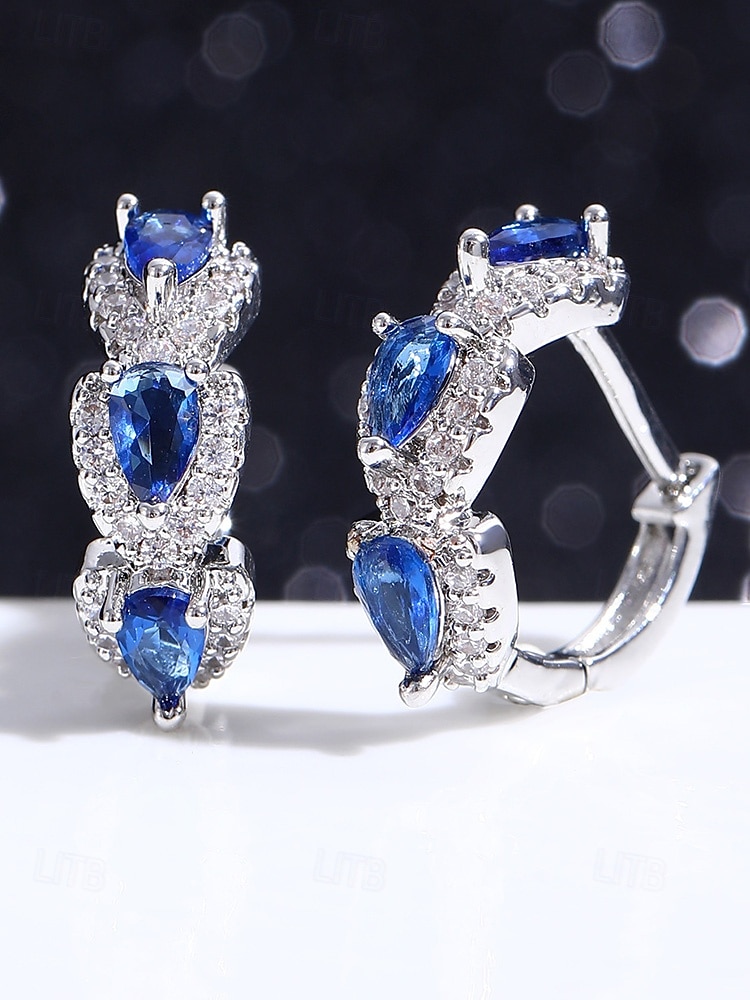 orecchini da donna in lega di zirconi - elegante design a forma di lacrima con pietre multicolori, perfetti come regali di Natale e San Valentino del 2026 a $9.99 –P6