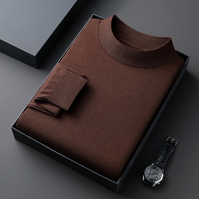 Муж. Пуловер Свитер Вязаный свитер Рельефный узор Вязать Обычные топы Трикотаж Полотняное плетение Вырез под горло Мода Классический Отпуск На каждый день Одежда Осень Зима Синий Черный S M L 2026 - $29.99 –P7