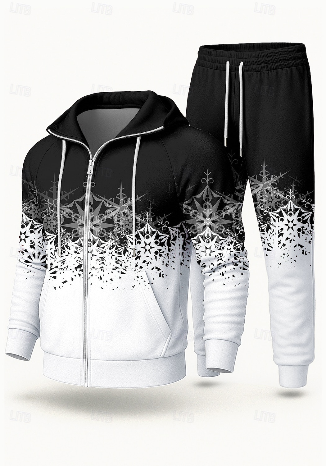 Новогодняя тематика Муж. Толстовка Спортивный костюм Спортивный костюм из двух частей Кулиска Застегнуться Градиент цвета Наборы одежды Осень Черный Красный Назначение На открытом воздухе Путешествия 2026 - $47.99 –P4