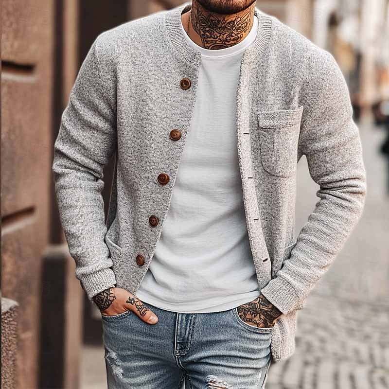 Per uomo Felpa Cardigan A Coste Maglia Top Regolari Lavorato a maglia Semplice Girocollo Vacanza Moda Casuale Abbigliamento quotidiano Abbigliamento Autunno Inverno Grigio S M L del 2026 a $39.99 –P1