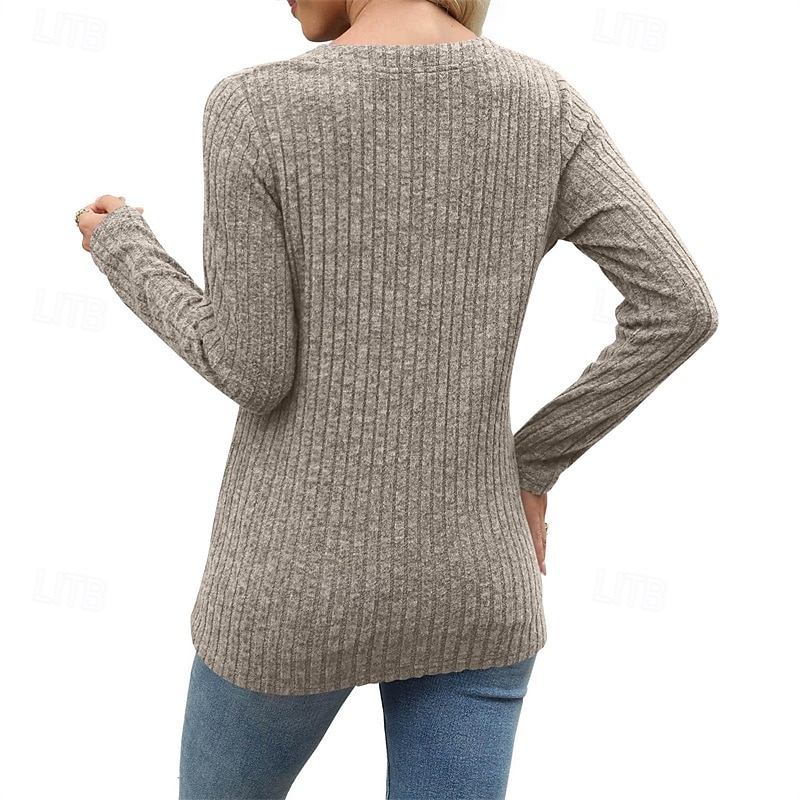 Damskie Podkoszulek Koszulka Guziki Jednokolorowe Elegancki Klasyczny Codzienny Długi rękaw W serek Zwykłe topy Codzienny Wyjściowe Weekend Czarny Zieleń wojskowa Czerwony Brązowy Khaki Wiosna Jesień 2026 - $10.99 –P8