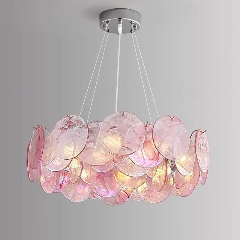 2026年 ピンクのムラーノガラスの円盤のシャンデリア  コレクション – $561.49 –P9
