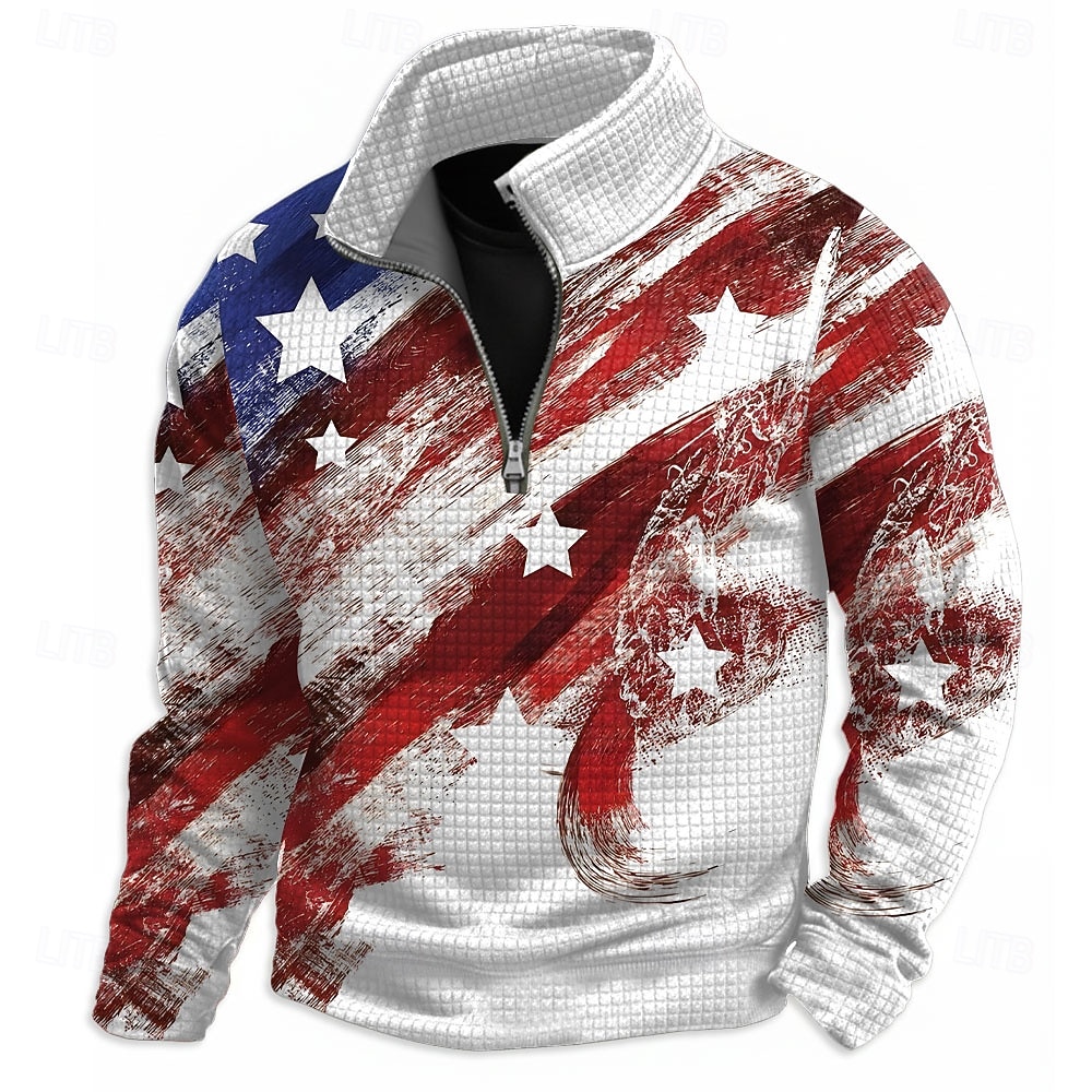 4. července 2026 250. den památky Pánské designer US vlajka s kapucí mikina ležérní venkovní každodenní 2026 - $28.99 –P2