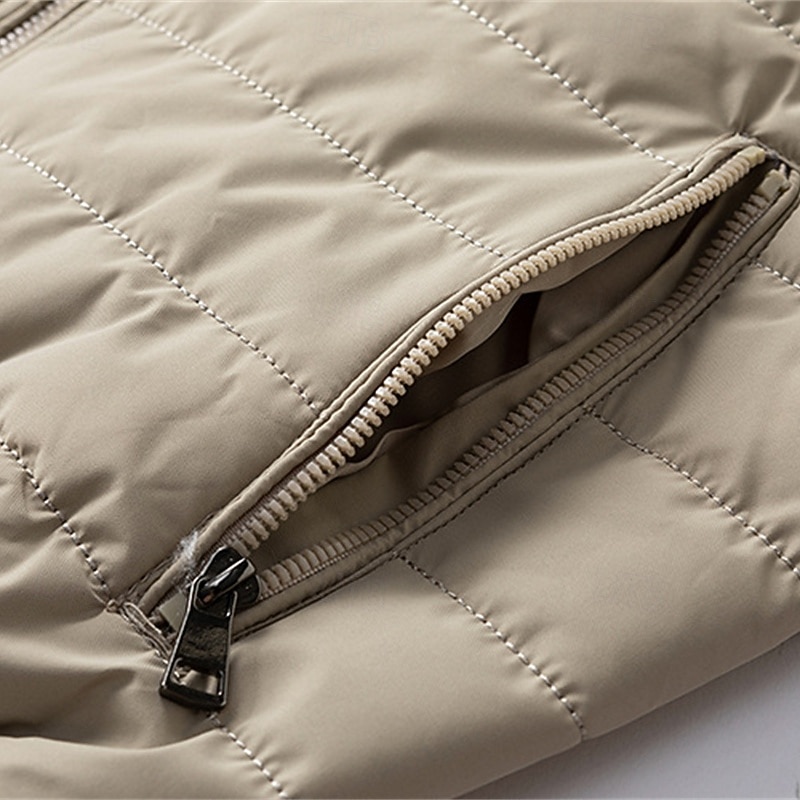 Men's Winter Coat Quilted Jacket Padded Jacket Pocket Quilted Polyster Outdoor Casual Daily Regular Fashion Streetwear Contemporary Thermal Warm Winter Solid Color Black Khaki Army Green Puffer Jacket 2026 - $65.99 –P9