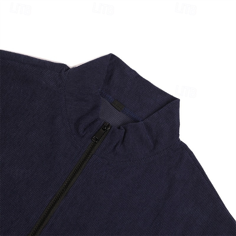 Per uomo Camicia di Velluto a Coste Polo con zip Sport all'Aperto Casuale Collo Alto Colletto Mao Manica Lunga Moda Essenziale Semplice Zip a un quarto Inverno Primavera & Autunno Autunno & Inverno del 2025 a $21.99 –P4