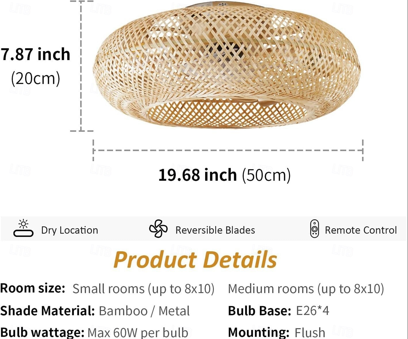 ventilatore da soffitto in bambù con luce del 2026 a $230.29 –P1