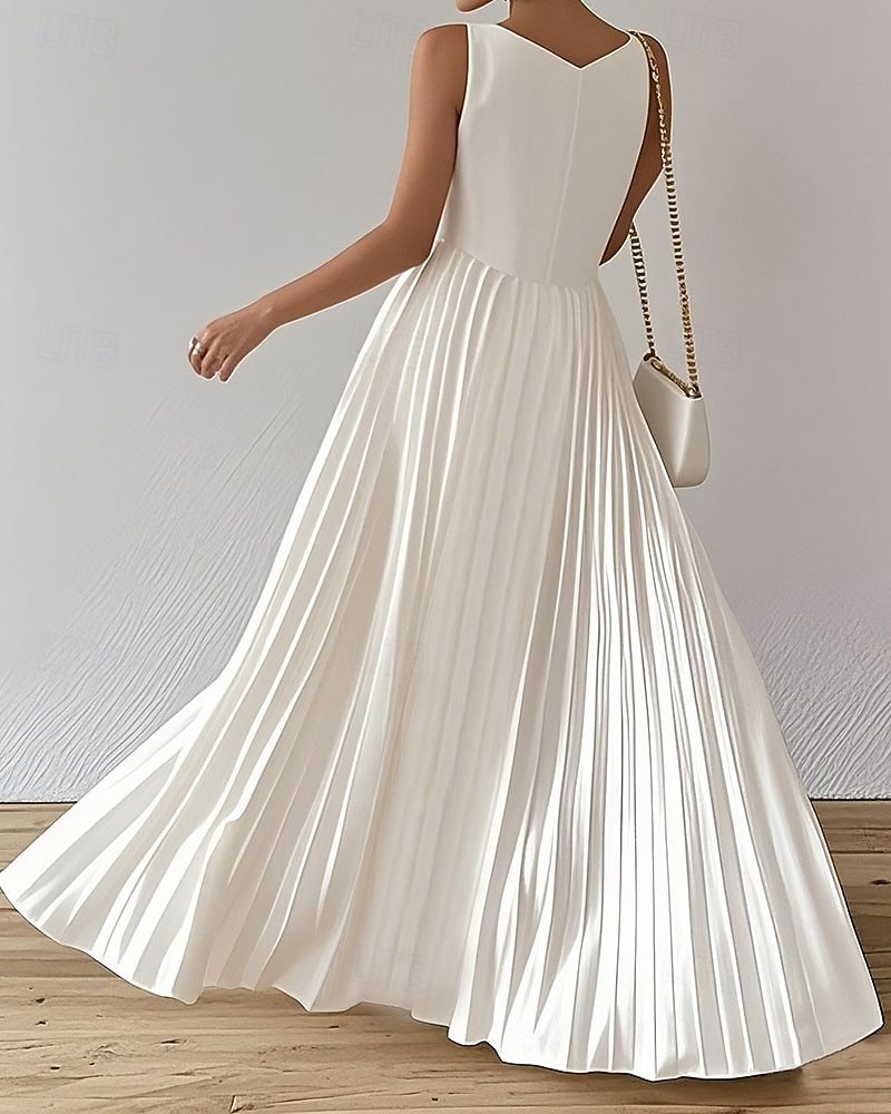 Femmes Robe Longue Maxi Robe Robe de Bal Robe de Soirée Robe fourreau Élégant Mode Moderne Soirée Occasion Spéciale Coupe régulière Uni Sans manches Col en V Blanche Printemps Automne Hiver de 2026 ? $41.99 –P4