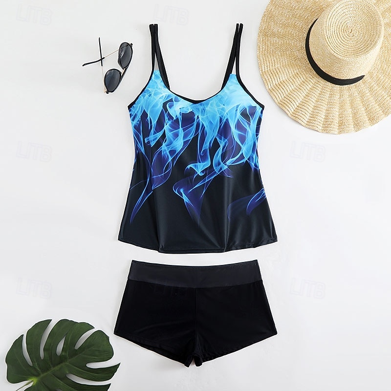 Women's Swimwear 2 Piece Shorts Swimsuit Backless Vacation Beach Wear Graphic Color Block V Neck Sleeveless Bathing Suits 2026 - $28.99 –P3