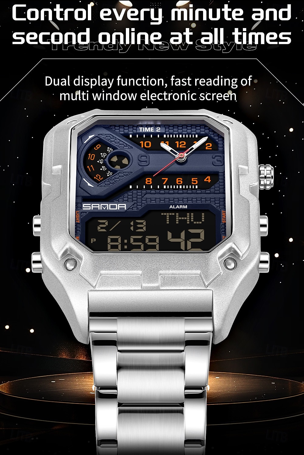 SANDA 6278 Brand Fashion Men's Electronic Watch Multifunction Alarm Clock Luminous Calendar Sports Digital Watches 2026 - $47.99 –P3