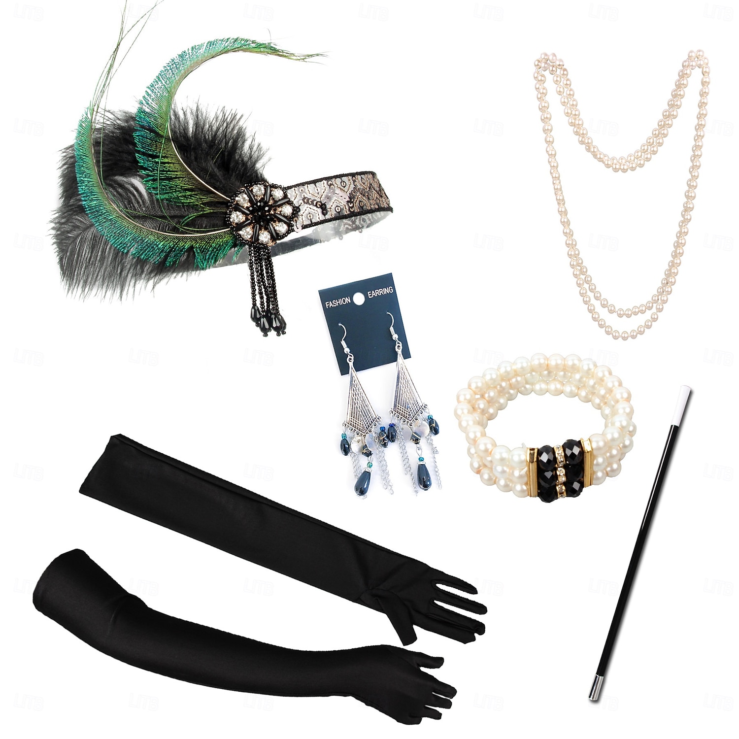 Conjunto Rugido 20s 1920s Retro Antiguo Diadema de estilo flapper Para la Cabeza Conjunto de accesorios El gran Gatsby Chica de la aleta Pluma Disfraz Mujer Navidad Carnaval Mascarada Fiesta temática 2026 - $22.05 –P3
