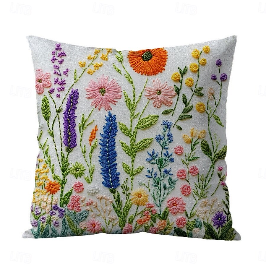 Floral Pattern Pillow Cover 2D Flat Print Soft Comfortable Cushion Case with Faux embroidery for Living Room Sofa Bedroom Home Decoration 2026 - $9.99 –P6