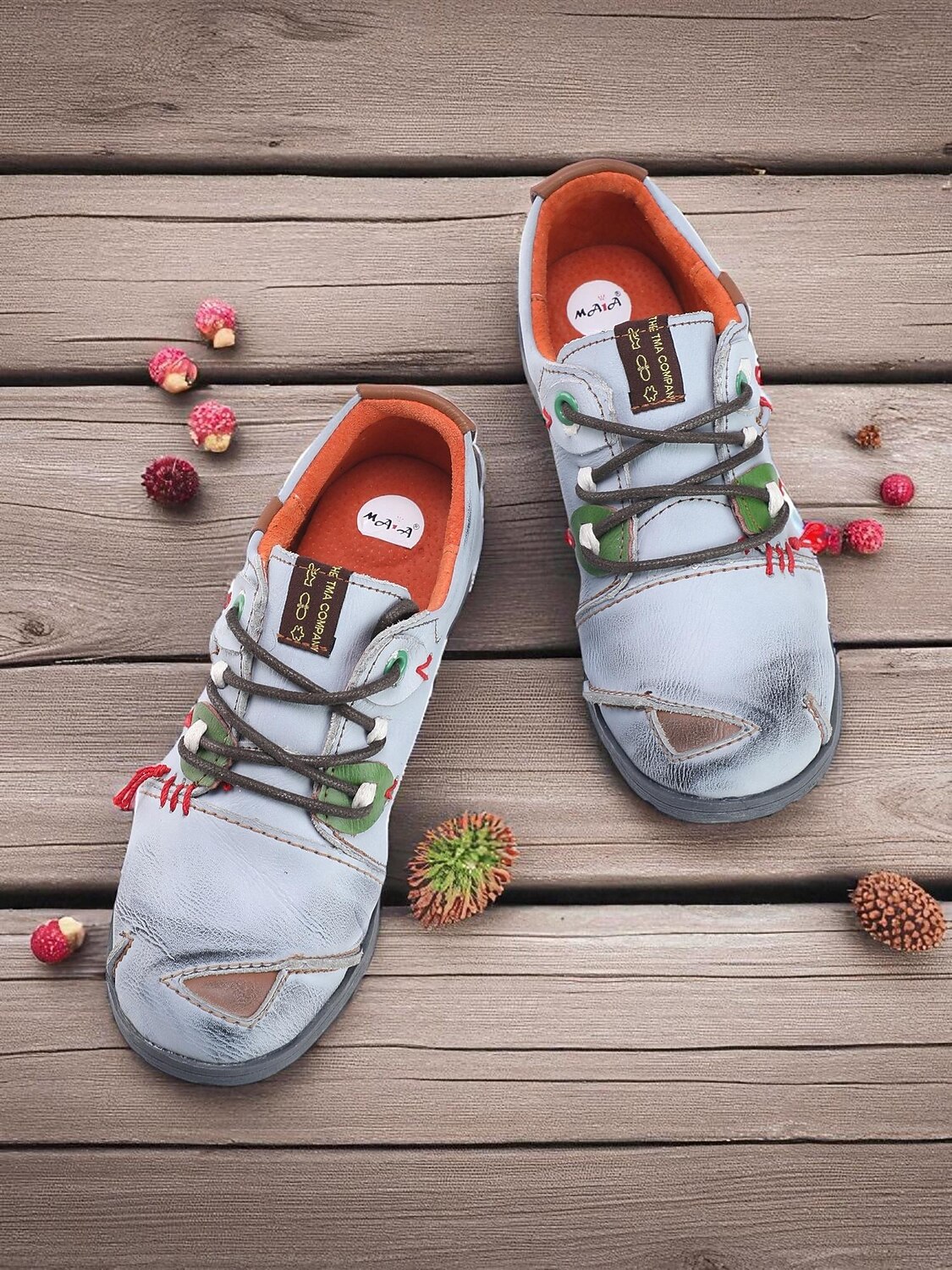 Grüne Oxford-Schnürschuhe aus Leder für Damen mit roten Nähten, handgefertigte Retro-Freizeitschuhe für Damen, perfekt für Weihnachtsoutfits und den Alltag im Herbst 2026 - $69.99 –P2