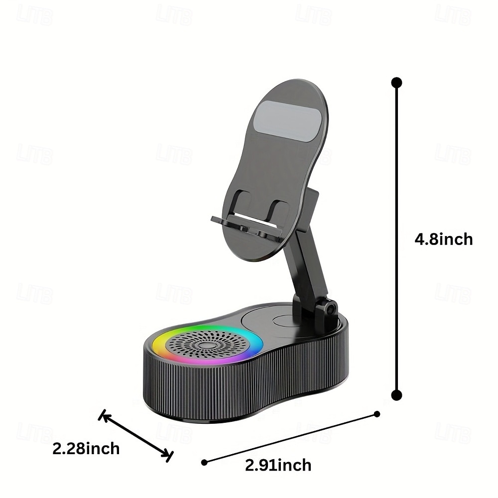 Пять в одном беспроводном сенсорном держателе для телефона с динамиком, аккумулятором на 2000 мА·ч, цветной подсветкой, поворотом на 180 градусов, складной конструкцией, высококачественным 2025 - $23.99 –P1