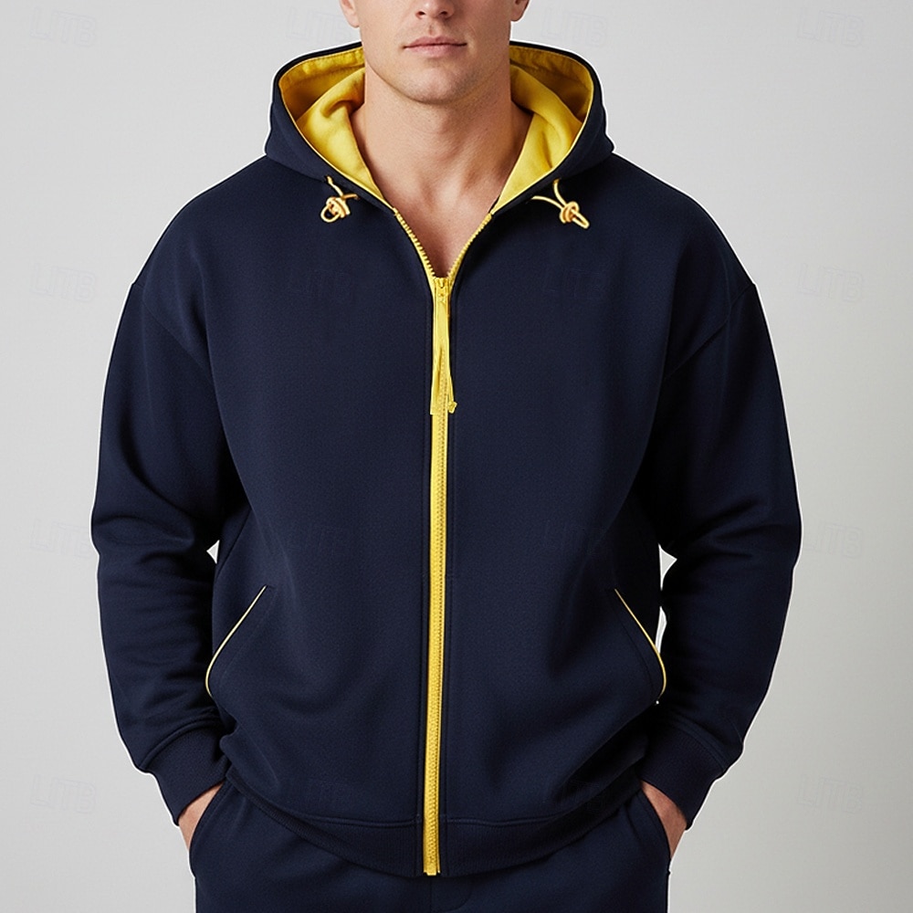 Herr Huvtröja Huvtröja med dragkedja Huvtröjor med dragkedja Vit Marinblå Huva Slät Dragkedja Ficka Sport & Utomhus Dagligen Helgdag Polyester Streetwear Grundläggande Ledigt Vår Höst Kläder Pull 2026 - $32.99 –P1